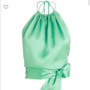 Harmur Drawstring Silk Charmeuse Halter Top